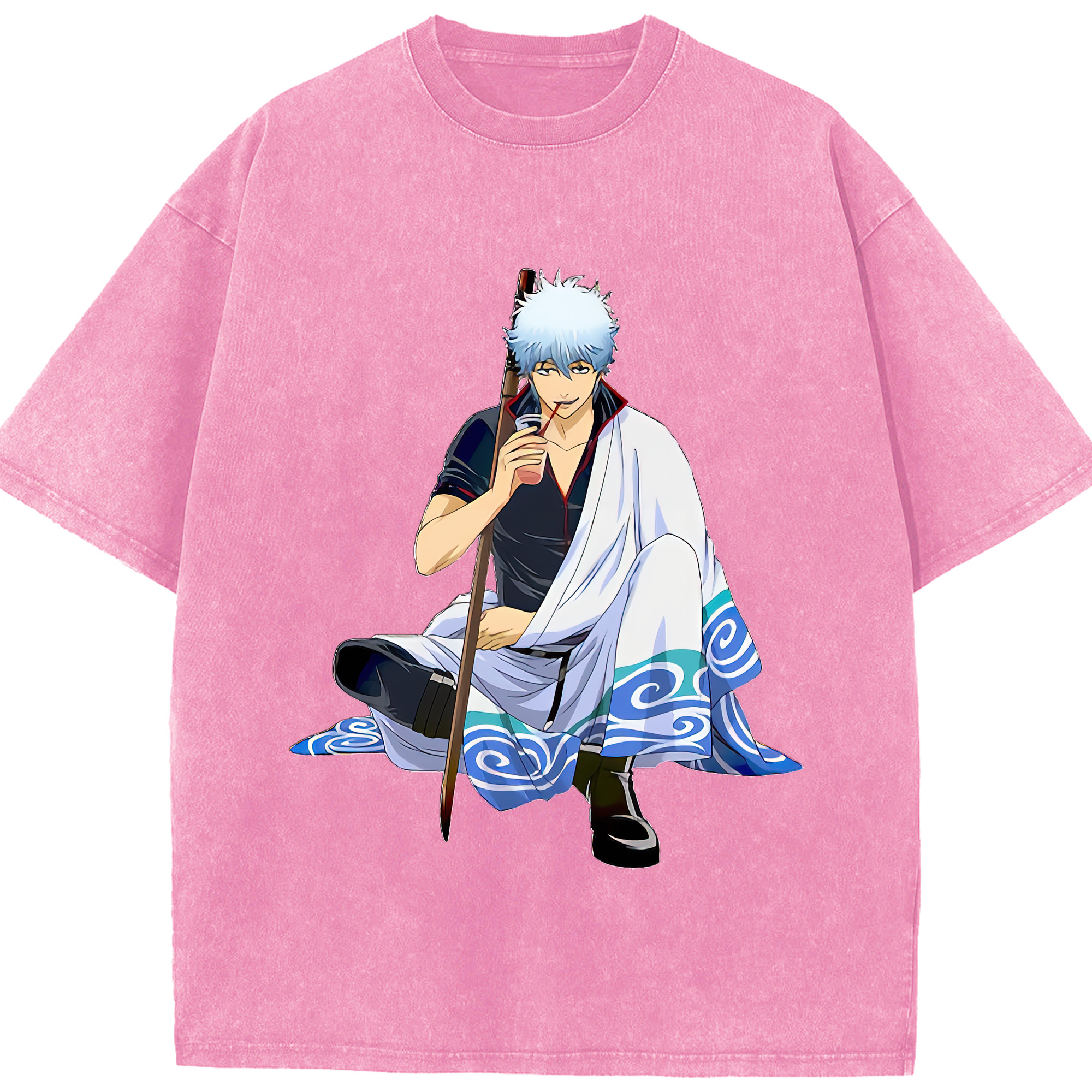 （画像用） ぎんたま 坂田銀時（さかたぎんとき） 神楽 志村新八（しむら しんぱち） GINTAMA Sakata Gintoki Kagura Shimura Shinpachi 綿100% ヴィンテージ風 半袖Tシャツ（フロントプリント）
